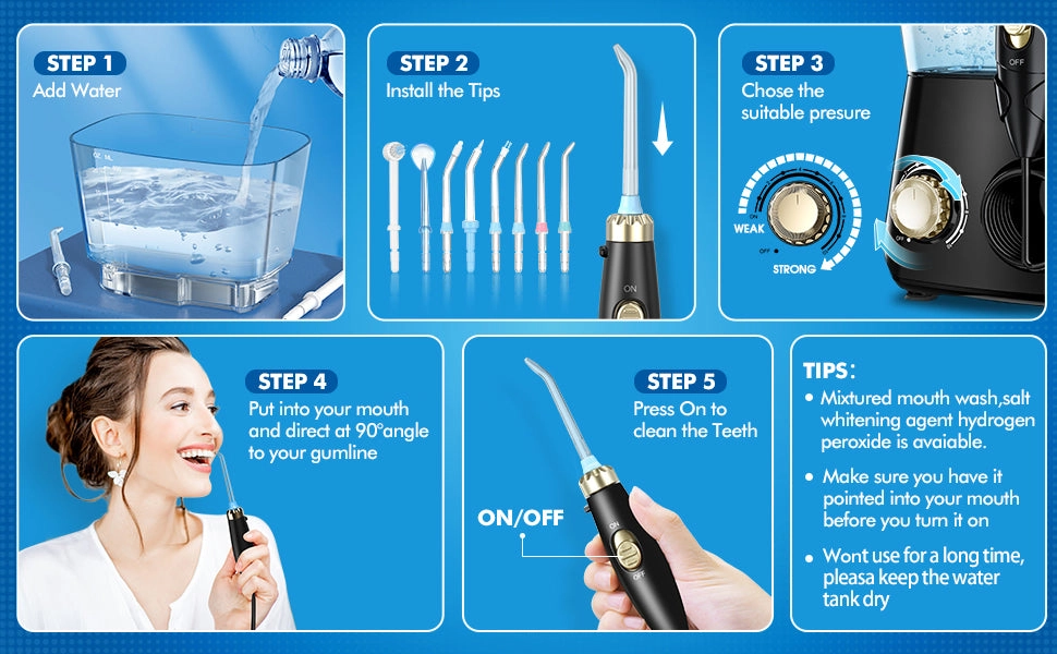 080AB Dental Water Flossers for Teeth 600ml Capacity