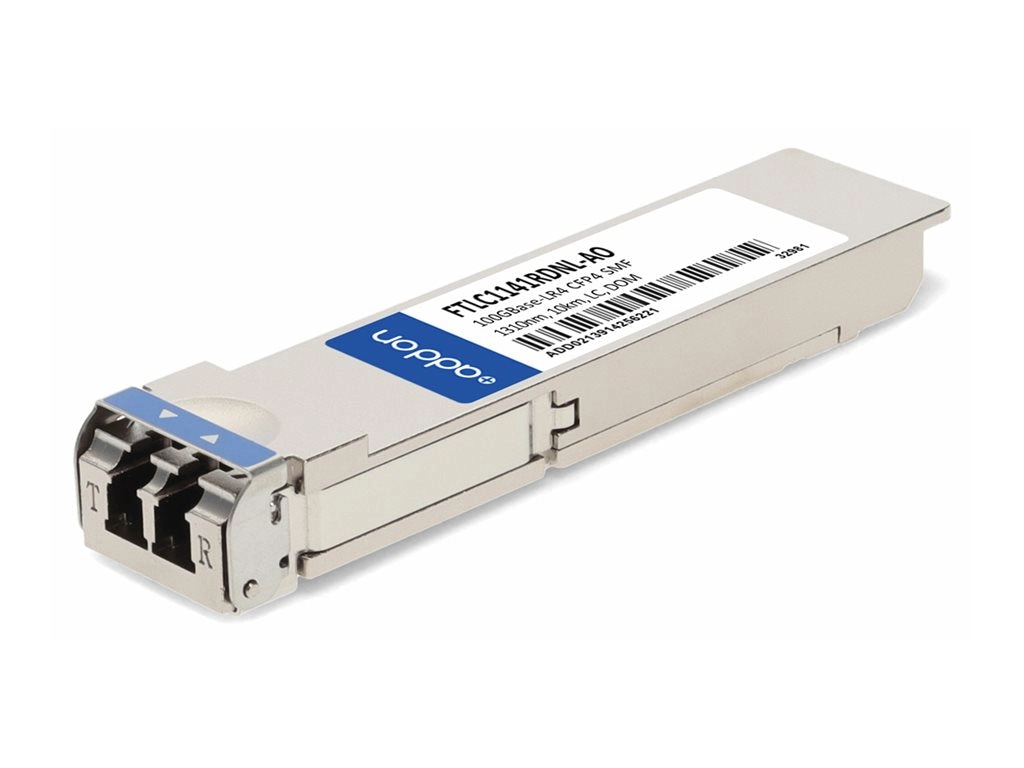 AddOn - CFP4 transceiver module (equivalent to: Finisar FTLC1141RDNL) - 100GbE - 100GBase-LR4 - LC single-mode - up to 6.2 miles FTLC1141RDNL-AO
