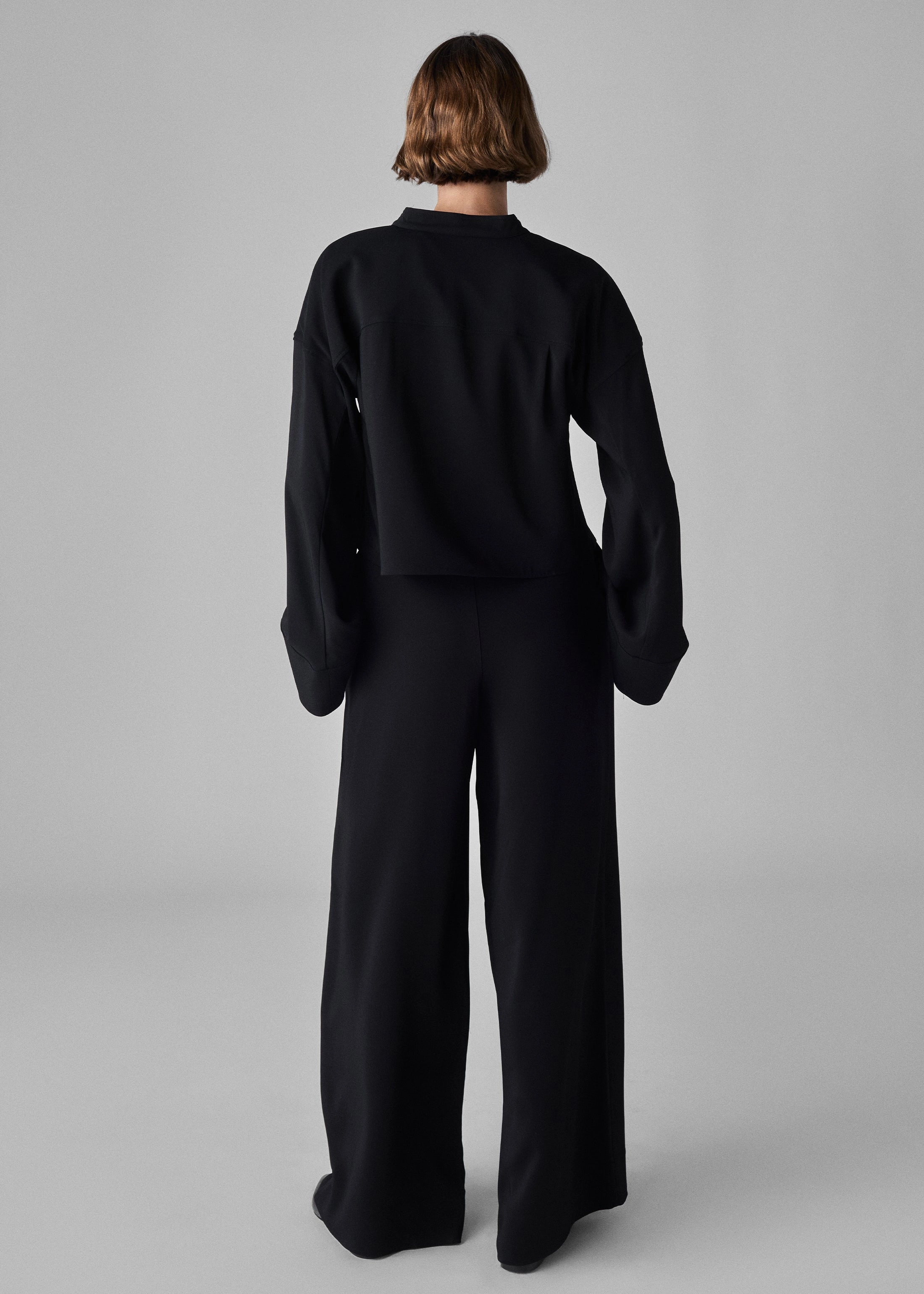 Bell Sleeve Blouse in Crepe - Black