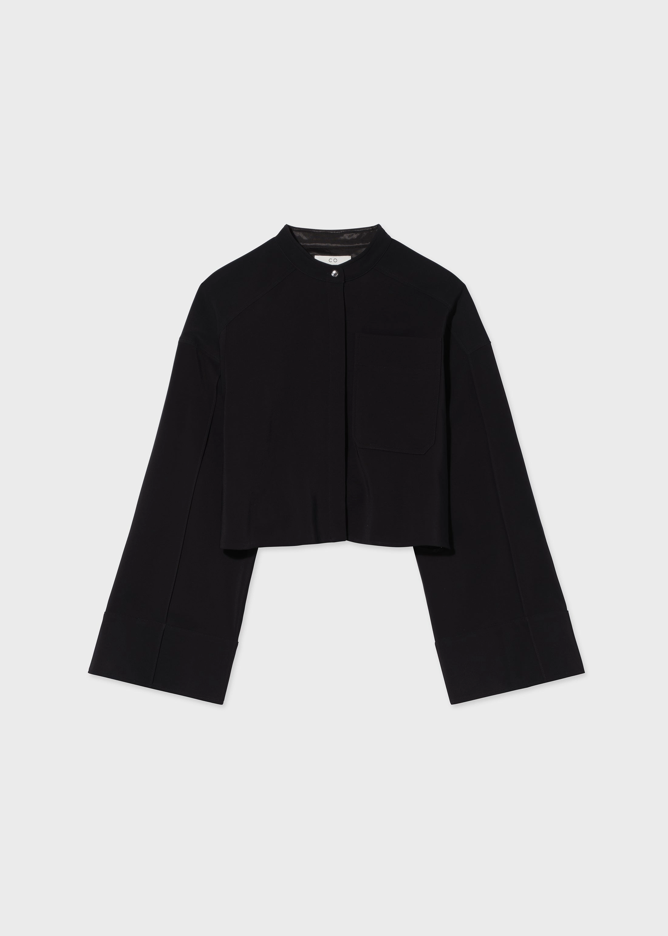 Bell Sleeve Blouse in Crepe - Black