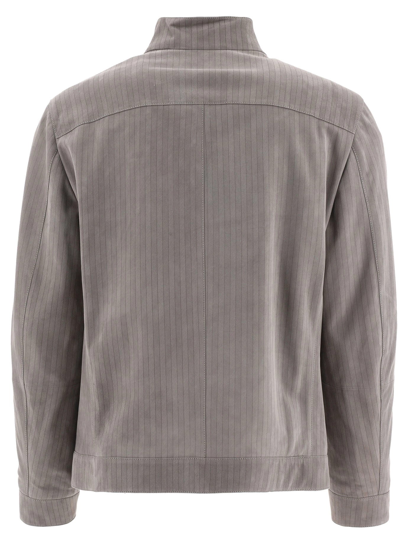 Brunello Cucinelli High Neck Zipped Leather Jacket
