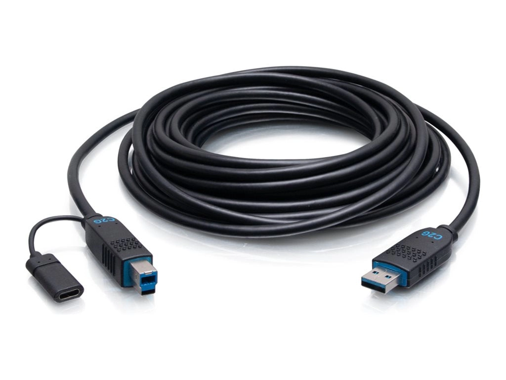 C2G 100ft (30.5m) C2G Performance Series USB-A Male to USB-B Male Active Optical Cable (AOC) - 3.2 Gen 2 (10Gbps) Plenum Rated C2G30089