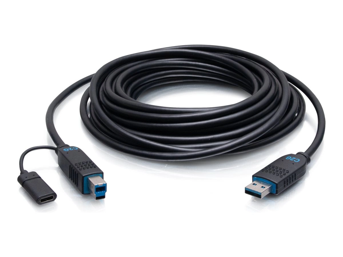C2G 100ft (30.5m) C2G Performance Series USB-A Male to USB-B Male Active Optical Cable (AOC) - 3.2 Gen 2 (10Gbps) Plenum Rated C2G30089