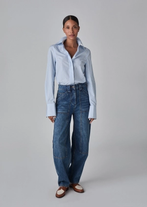 Denim Patch Pocket Pant - Indigo