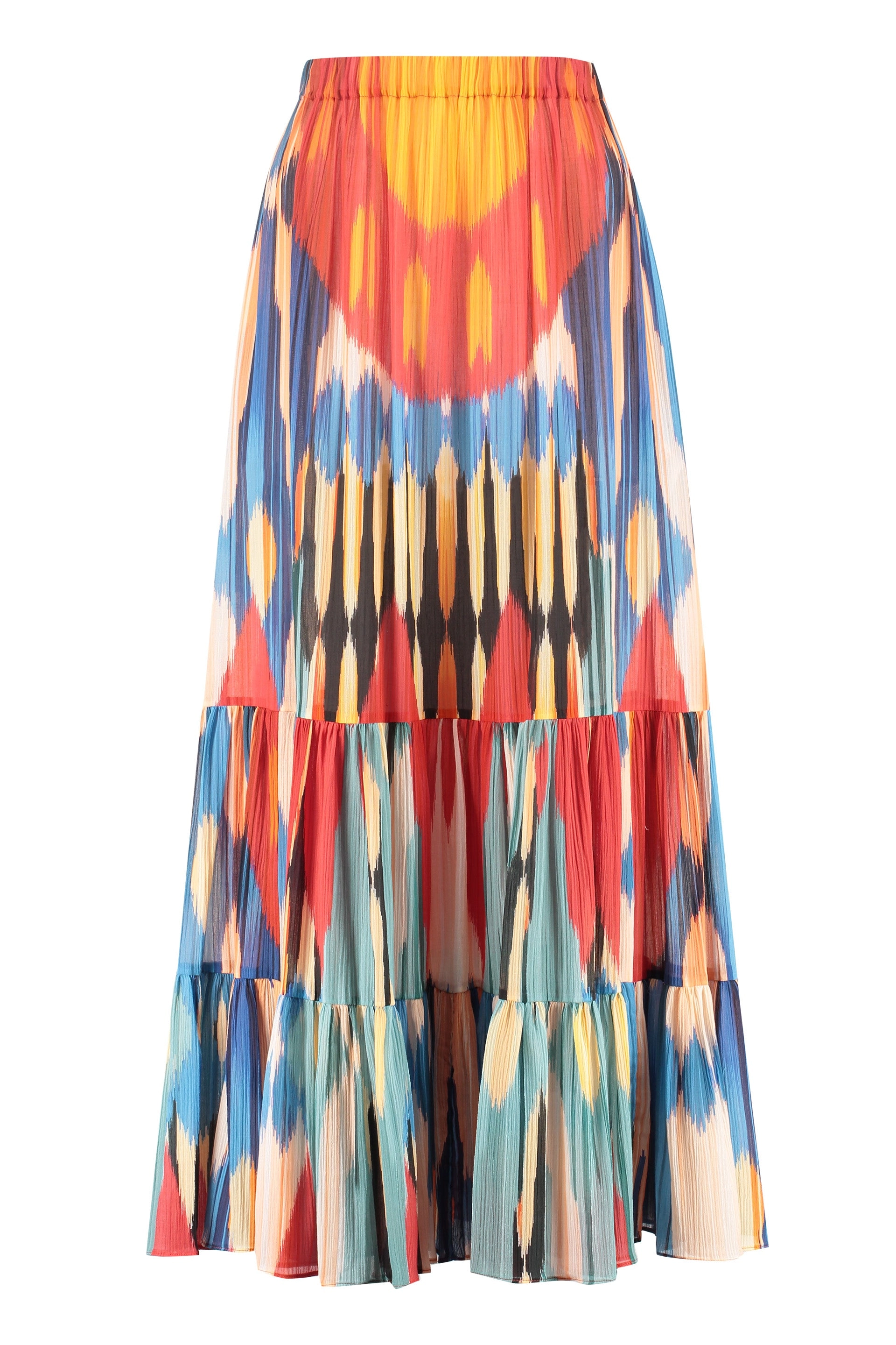 Etro Abstract Print High-Waist Tiered Skirt