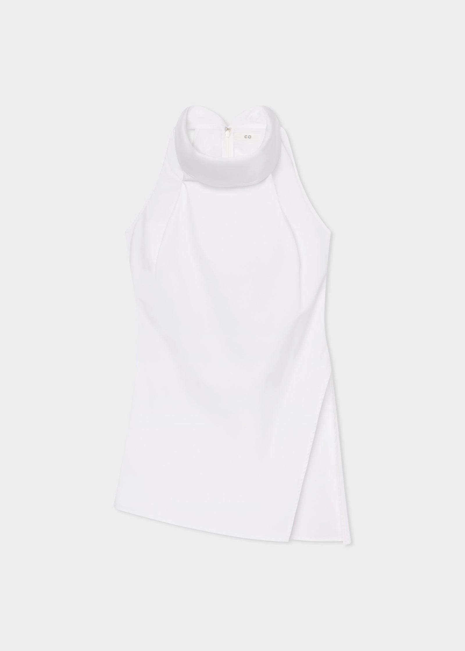 High Cowl Neck Top in Cotton Poplin - Optic White