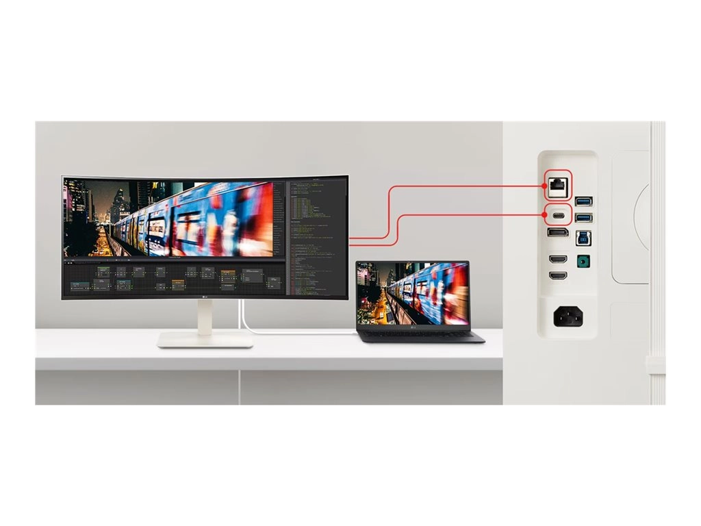 LG UltraWide 38BR85QC-W - LED monitor - curved - 38 (37.5" viewable) - 3840 x 1600 WQHD  @ 144 Hz - Nano IPS - 450 cd/mï¿½ -
