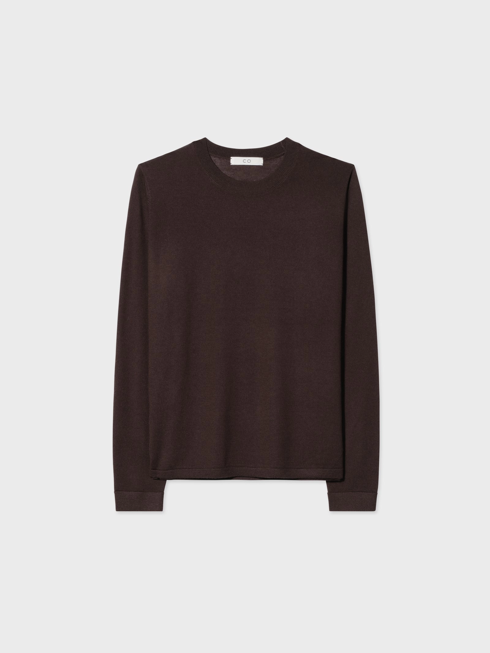 Long Sleeve Crew in Fine Cashmere - Brown