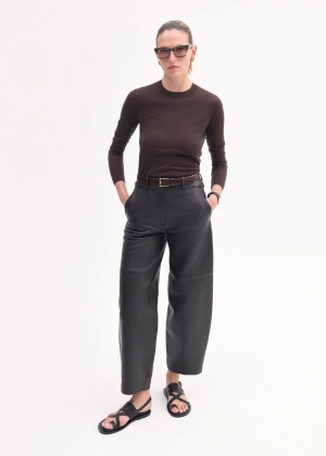 Long Sleeve Crew in Fine Cashmere - Brown