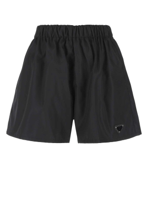 Prada Logo Plaque High Waist Shorts