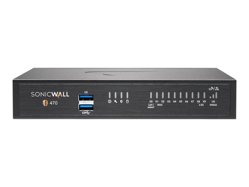 SonicWall TZ470 - Threat Edition - security appliance - with 3 years TotalSecure - 1GbE, 2.5GbE - desktop 02-SSC-7259