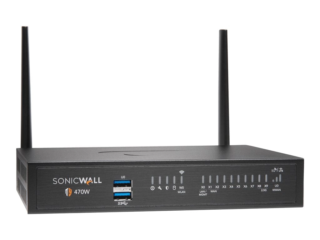SonicWall TZ470W - Threat Edition - security appliance - 1GbE, 2.5GbE - Wi-Fi 5 - 2.4 GHz, 5 GHz - SonicWALL Secure Upgrade Plus 02-SSC-7277