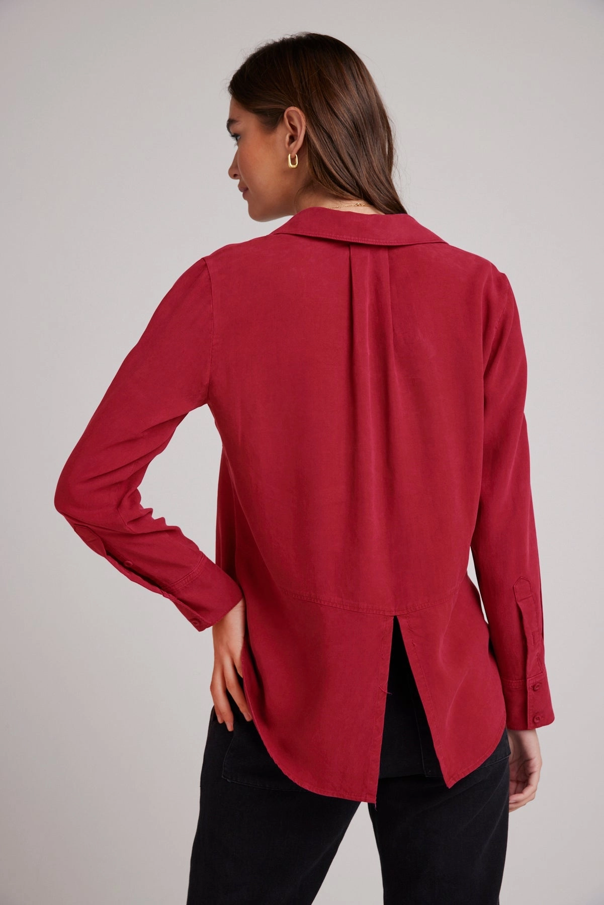 Split Back Button Down - Ruby Red