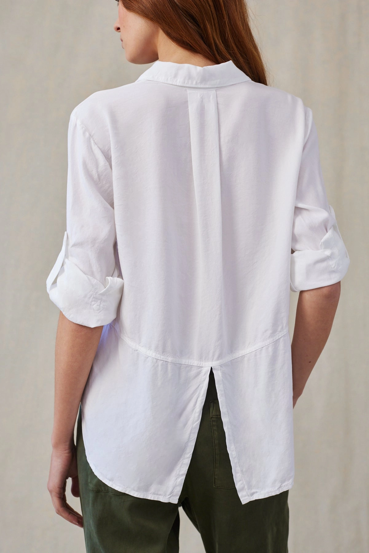 Split Back Button Down - White